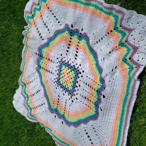 Vintage Knit Rainbow Afghan
